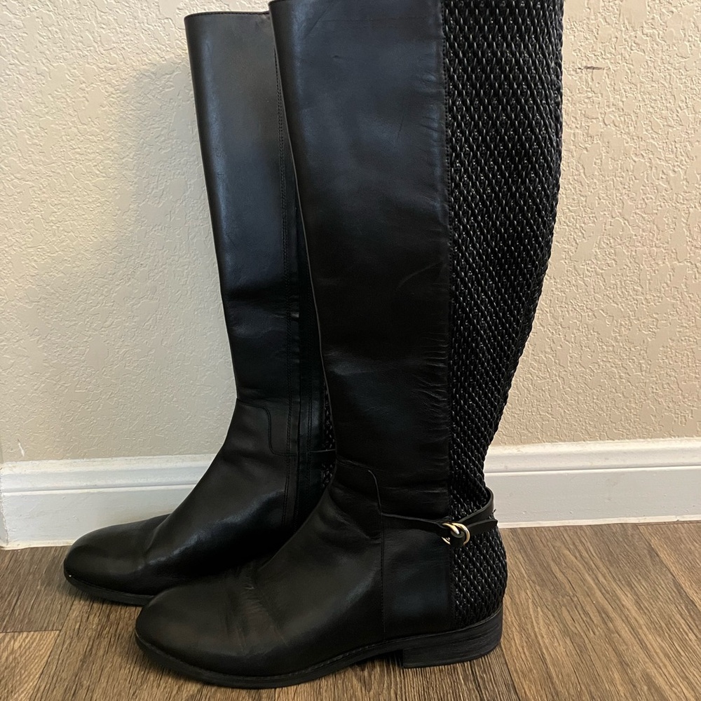 Cole Haan Black Leather Isabell Knee-High Women's Boots
